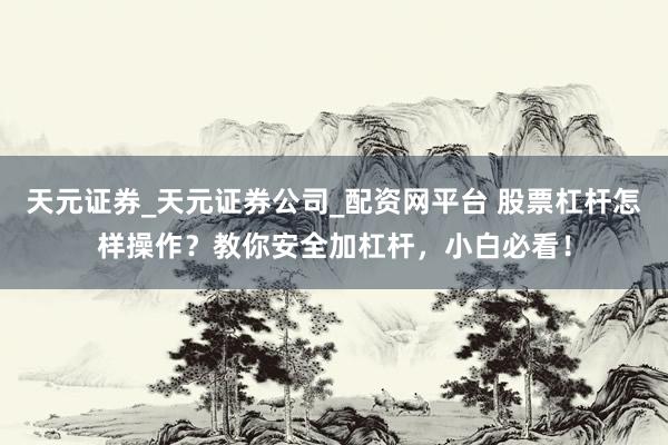 天元证券_天元证券公司_配资网平台 股票杠杆怎样操作？教你安全加杠杆，小白必看！